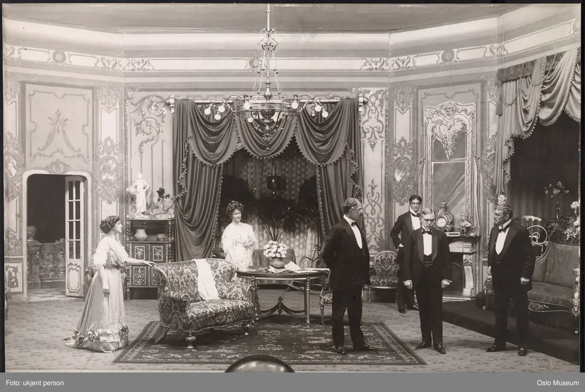 Nationaltheatret, forestilling, scenebilde, "Tyven" av Henry Bernstein, menn, kvinne, skuespillere