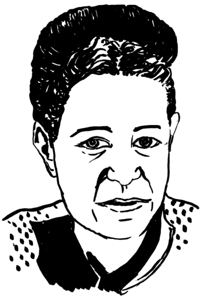 Drawing illustrating a woman.