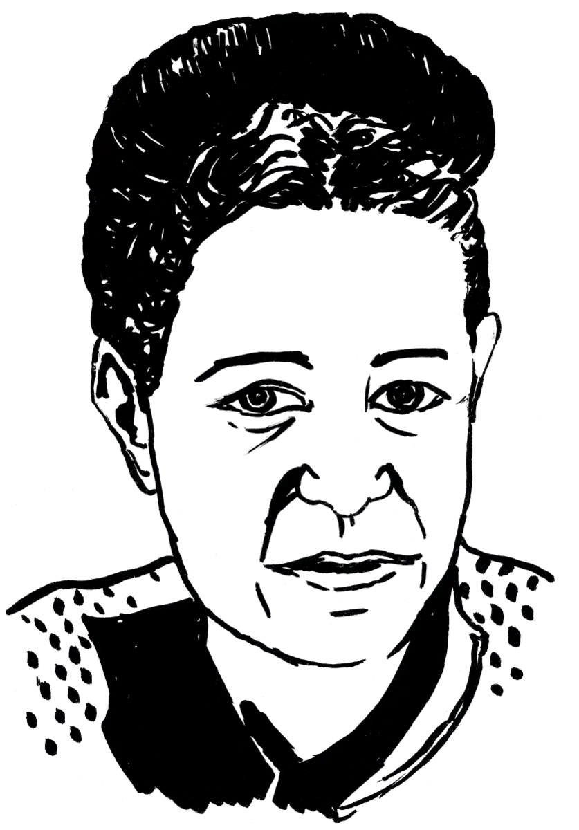 Drawing illustrating a woman.