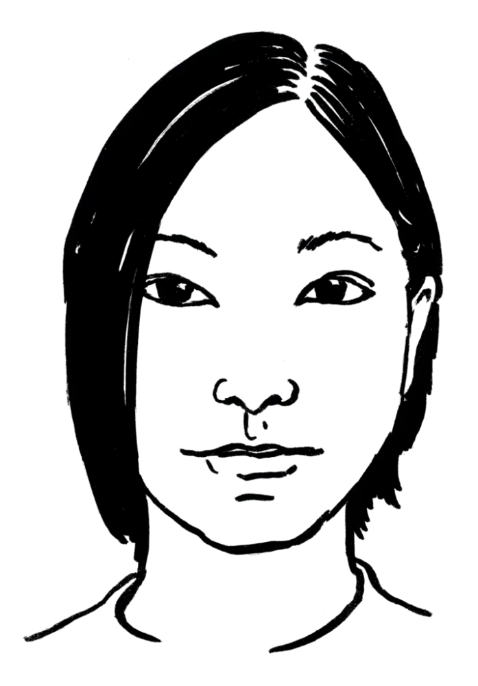 Drawing illustrating a woman.