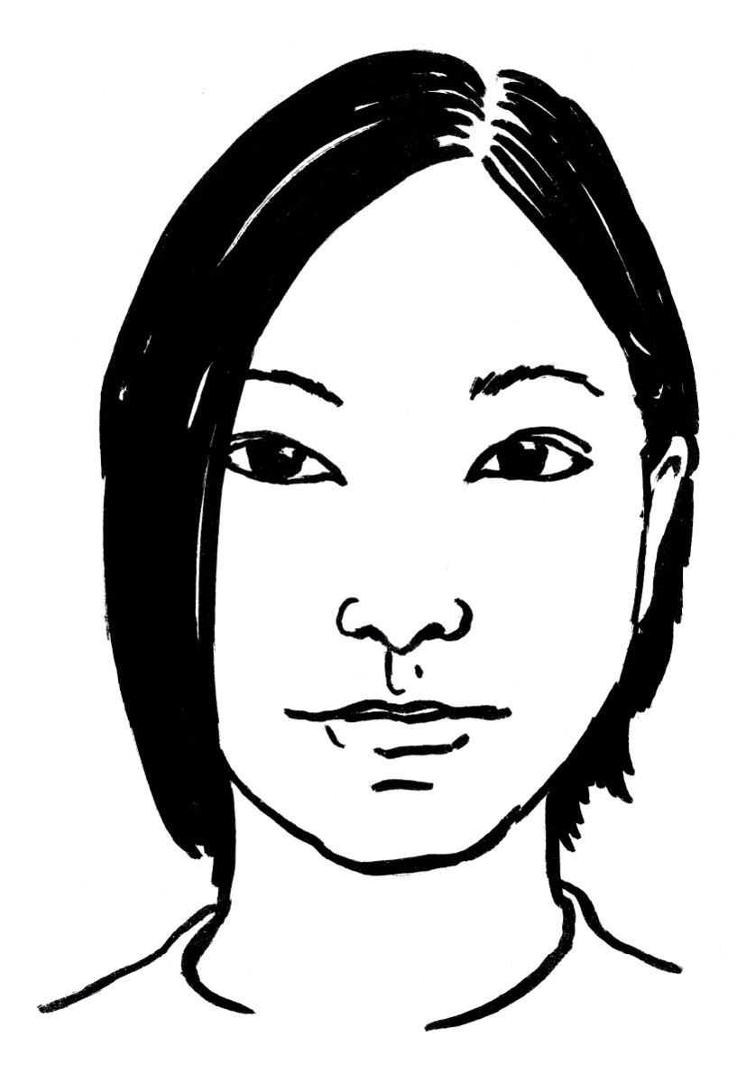 Drawing illustrating a woman.