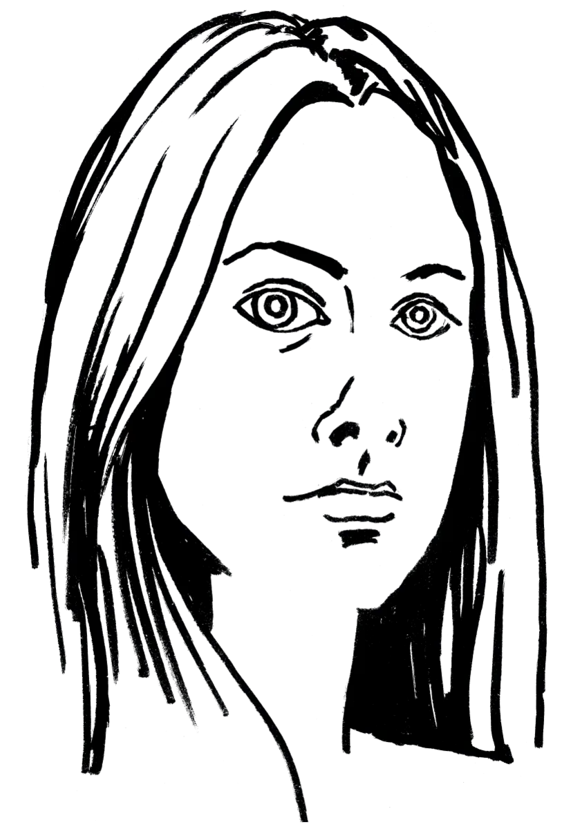 Drawing illustrating a woman.