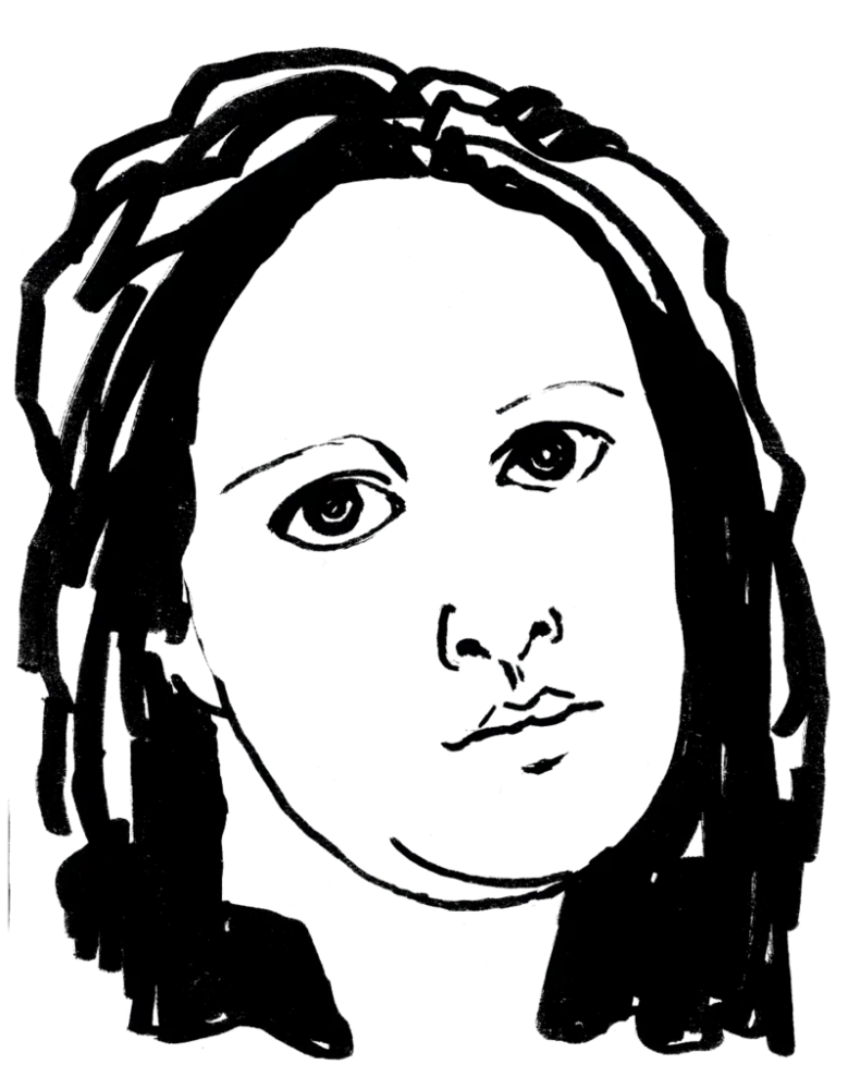 Drawing illustrating a woman.