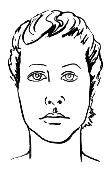 Drawing illustrating a woman.