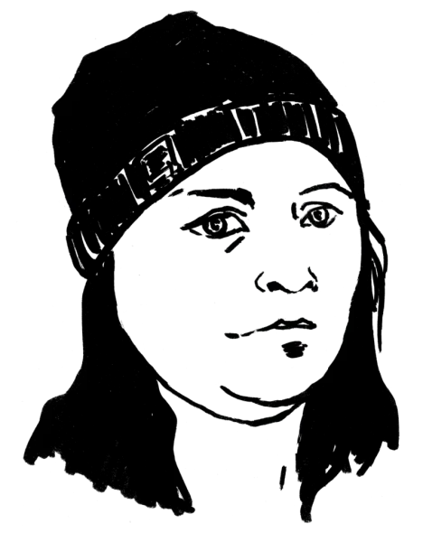 Drawing illustrating a woman.