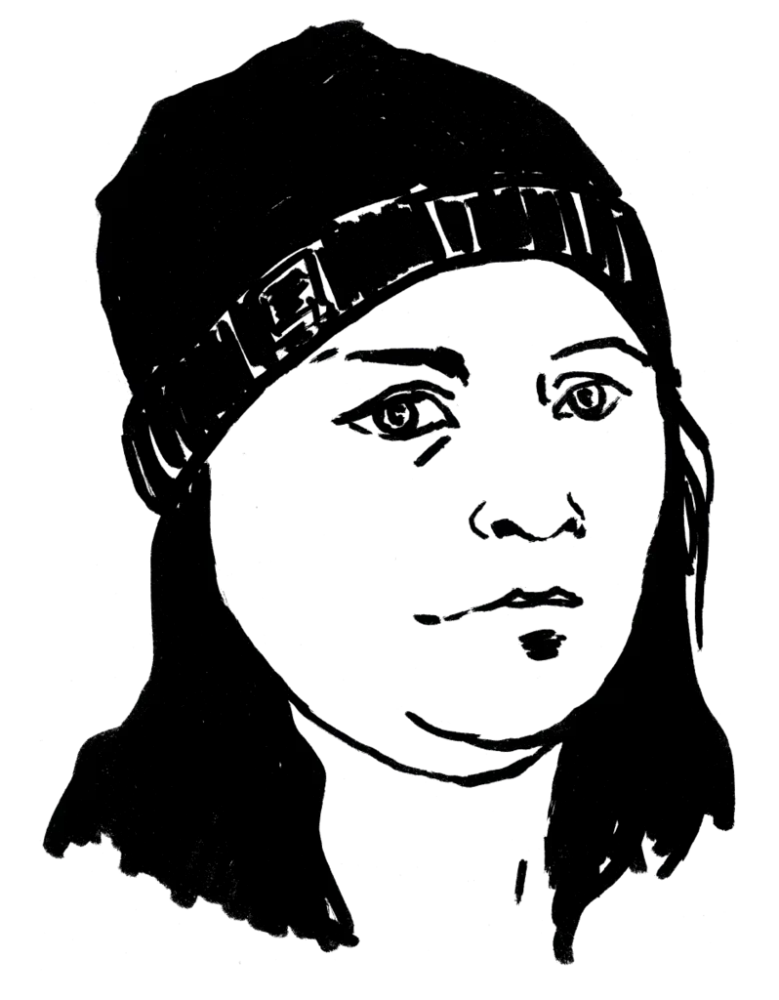 Drawing illustrating a woman.