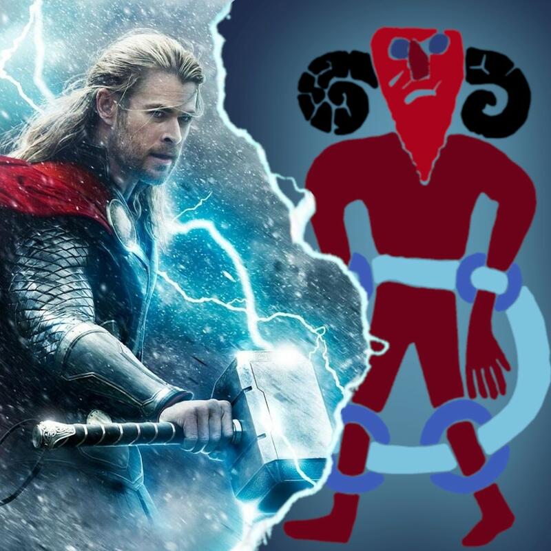 Chris Hemsworth som Thor og ristning fra vikingtiden