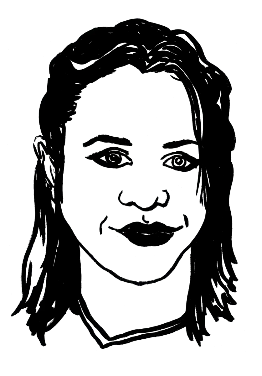 Drawing illustrating a woman.