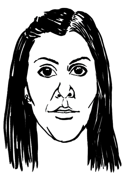 Drawing illustrating a woman.