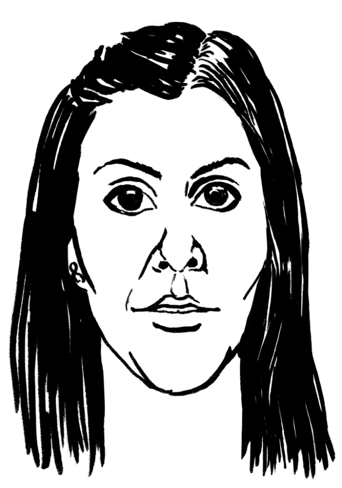 Drawing illustrating a woman.