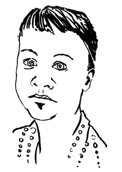 Drawing illustrating a woman.