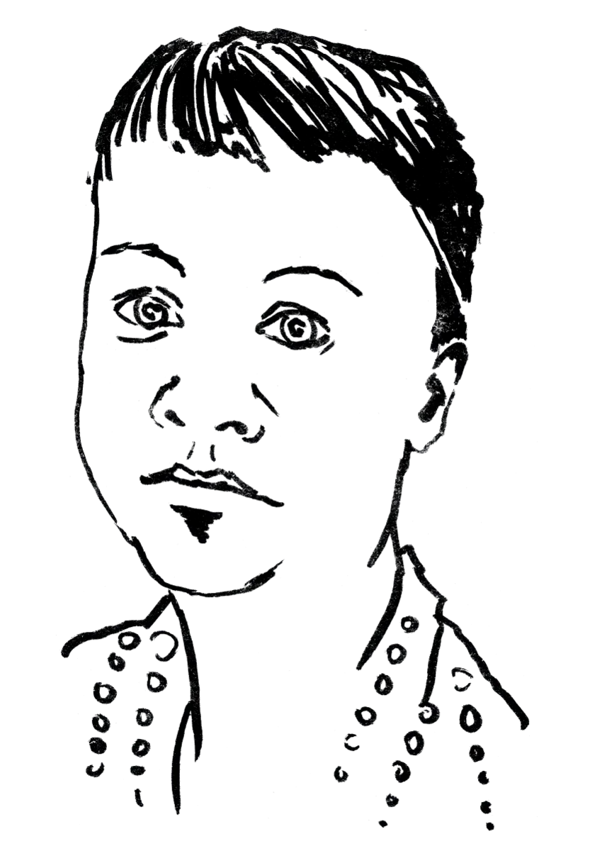 Drawing illustrating a woman.