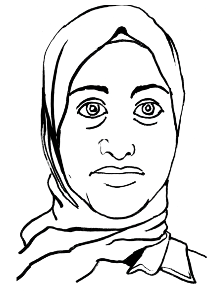 Drawing illustrating a woman.