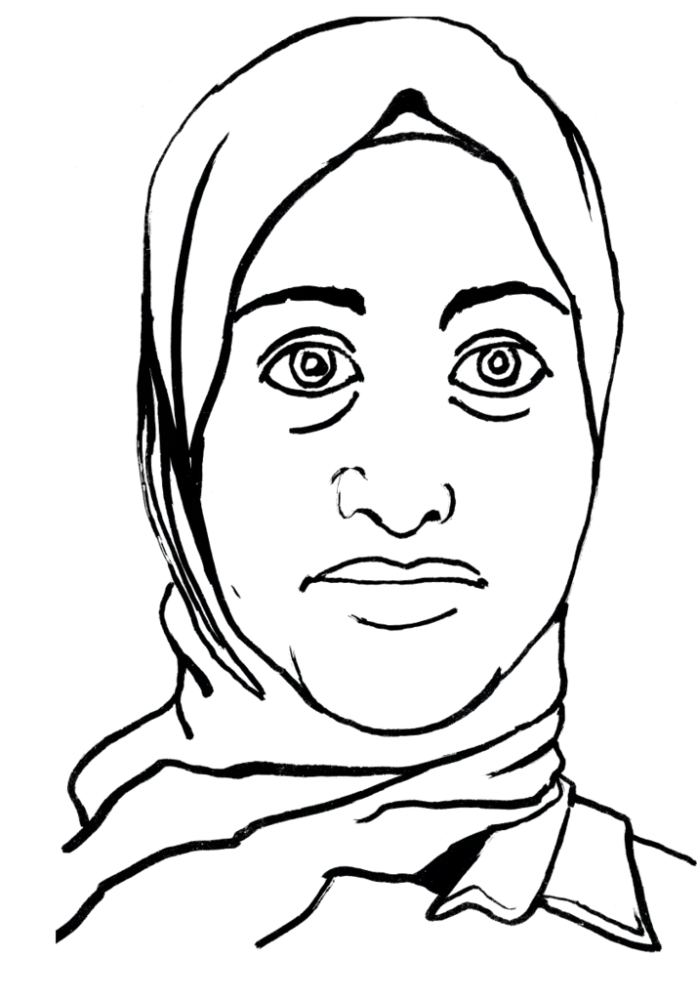 Drawing illustrating a woman.