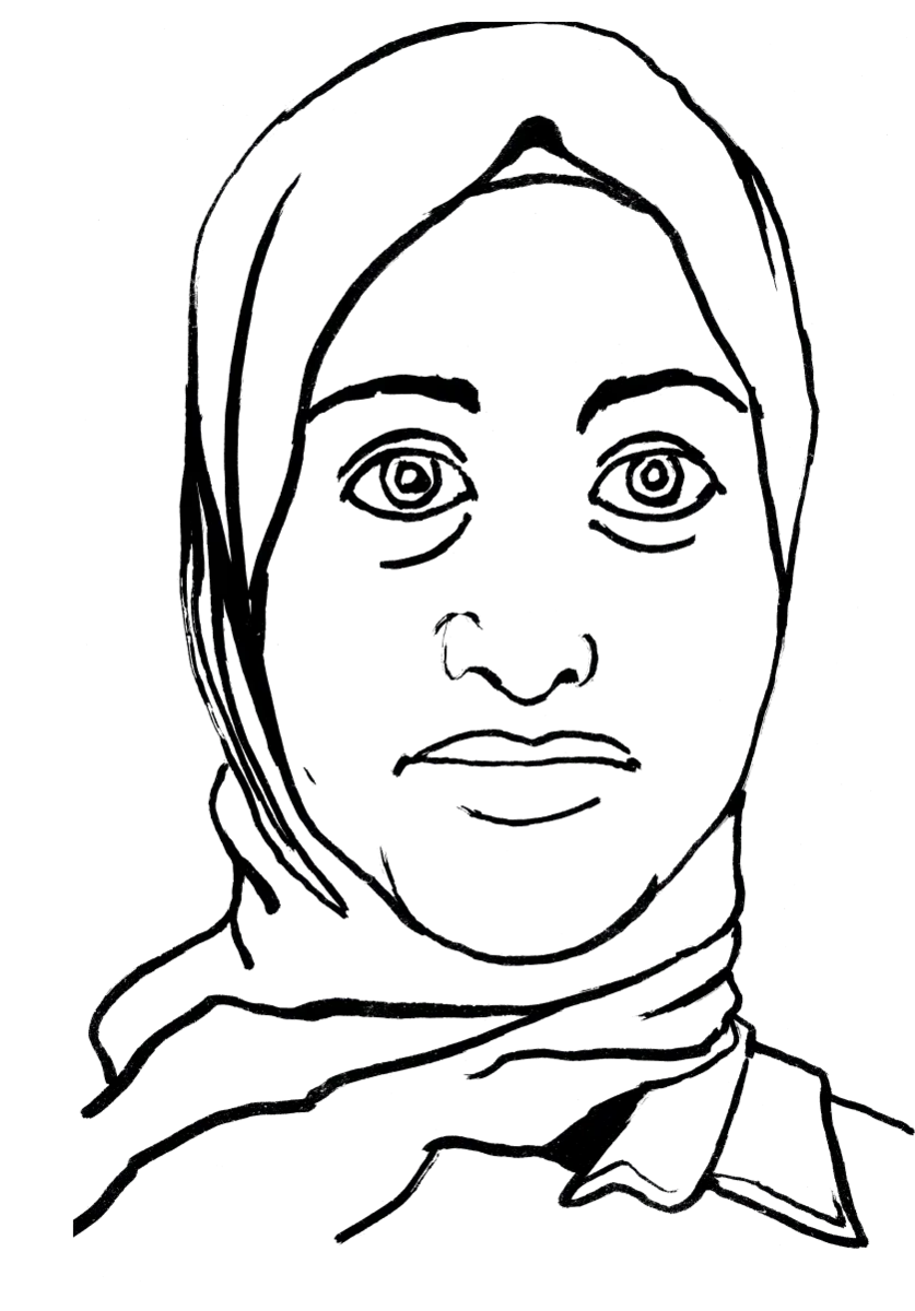 Drawing illustrating a woman.