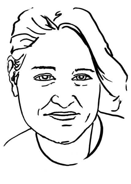 Drawing illustrating a woman.