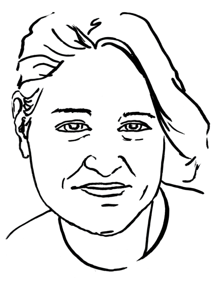 Drawing illustrating a woman.