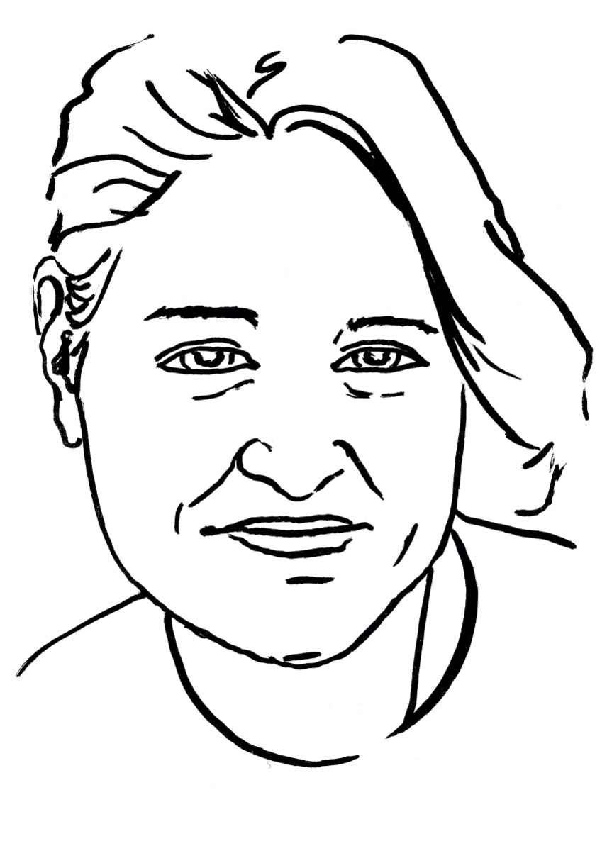 Drawing illustrating a woman.