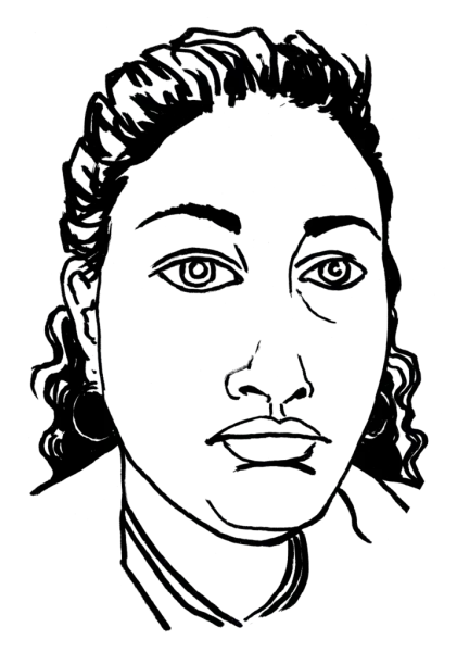 Drawing illustrating a woman.