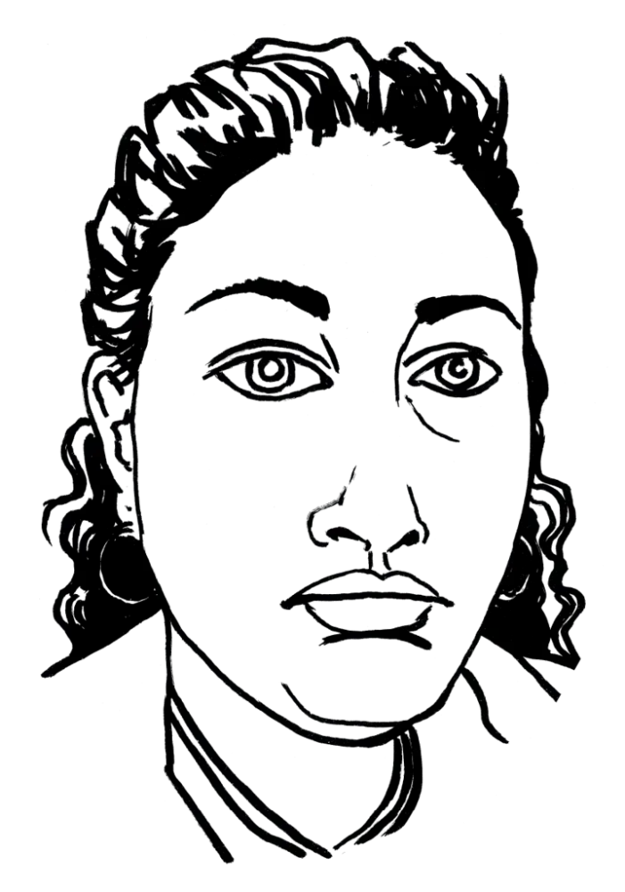 Drawing illustrating a woman.