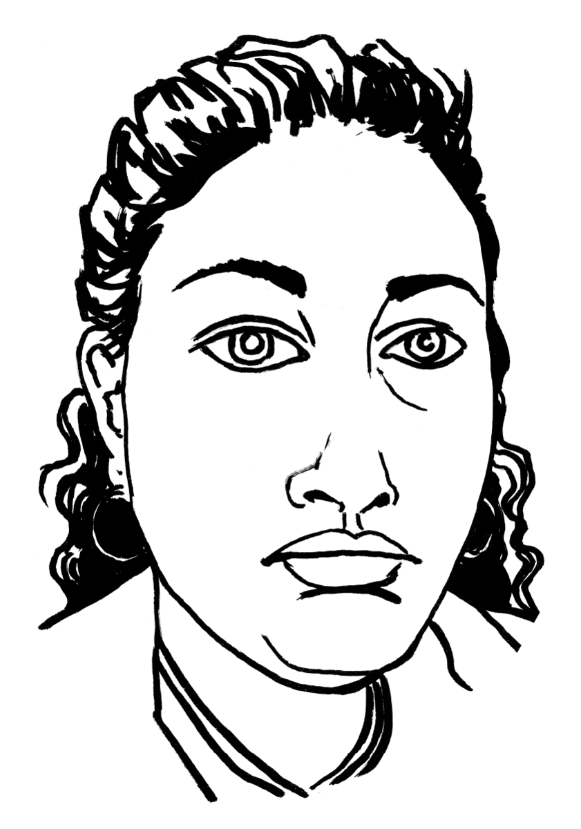 Drawing illustrating a woman.