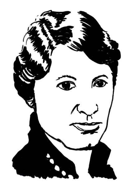 Drawing illustrating a woman.