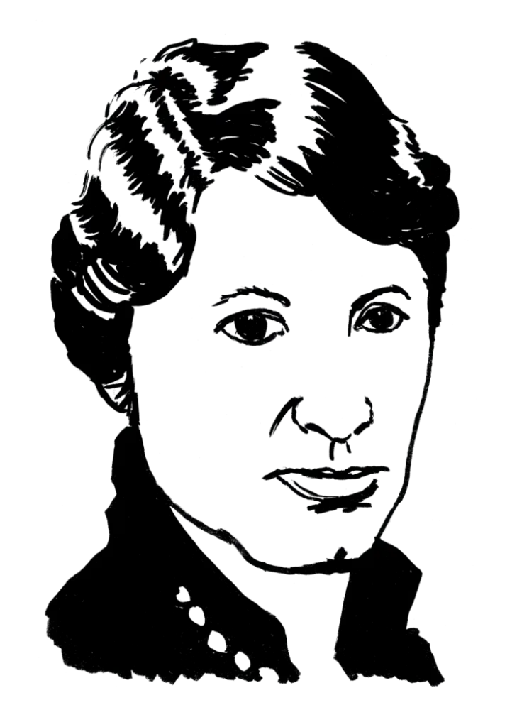 Drawing illustrating a woman.