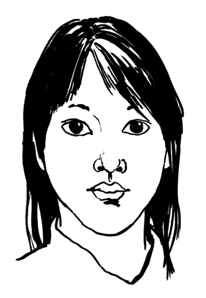 Drawing illustrating a woman.