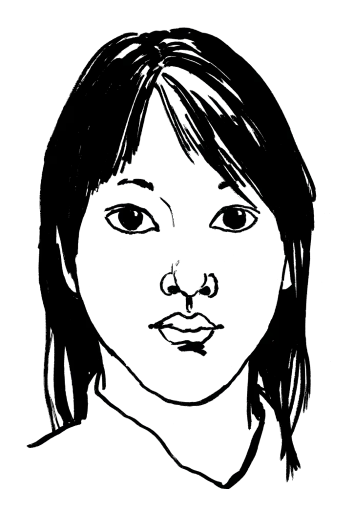 Drawing illustrating a woman.