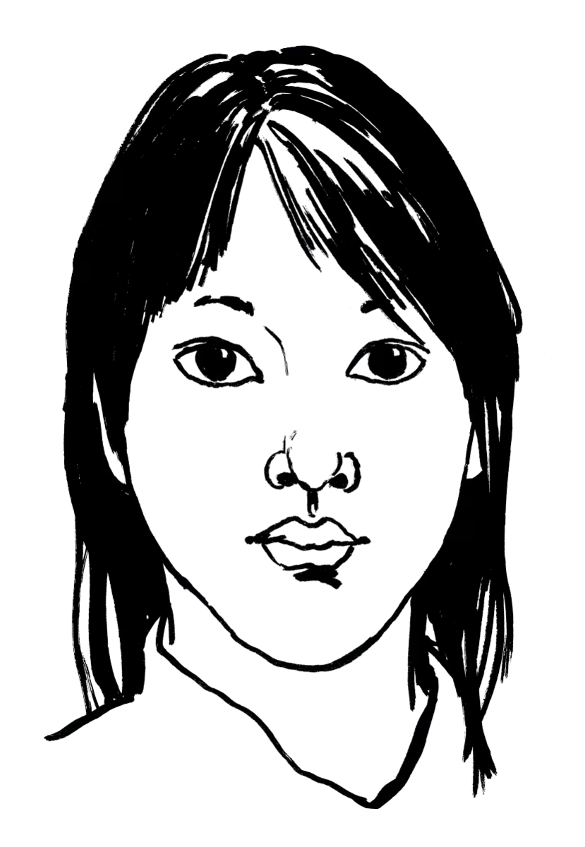 Drawing illustrating a woman.