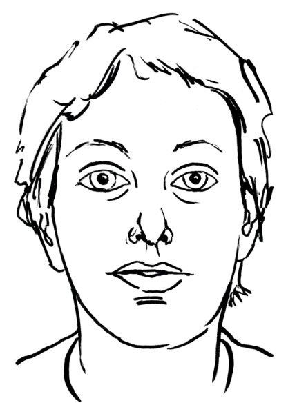 Drawing illustrating a woman.