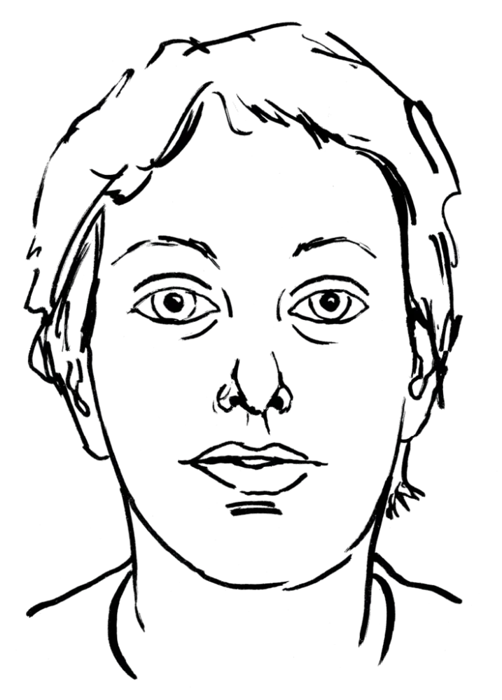 Drawing illustrating a woman.