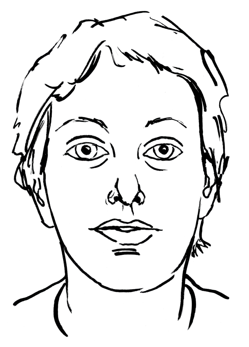 Drawing illustrating a woman.