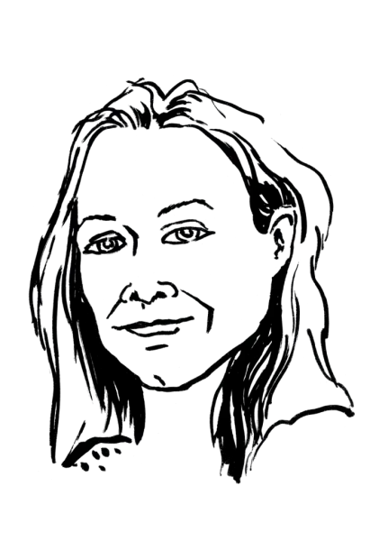 Drawing illustrating a woman.