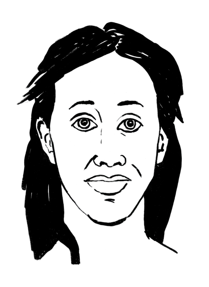 Drawing illustrating a woman.