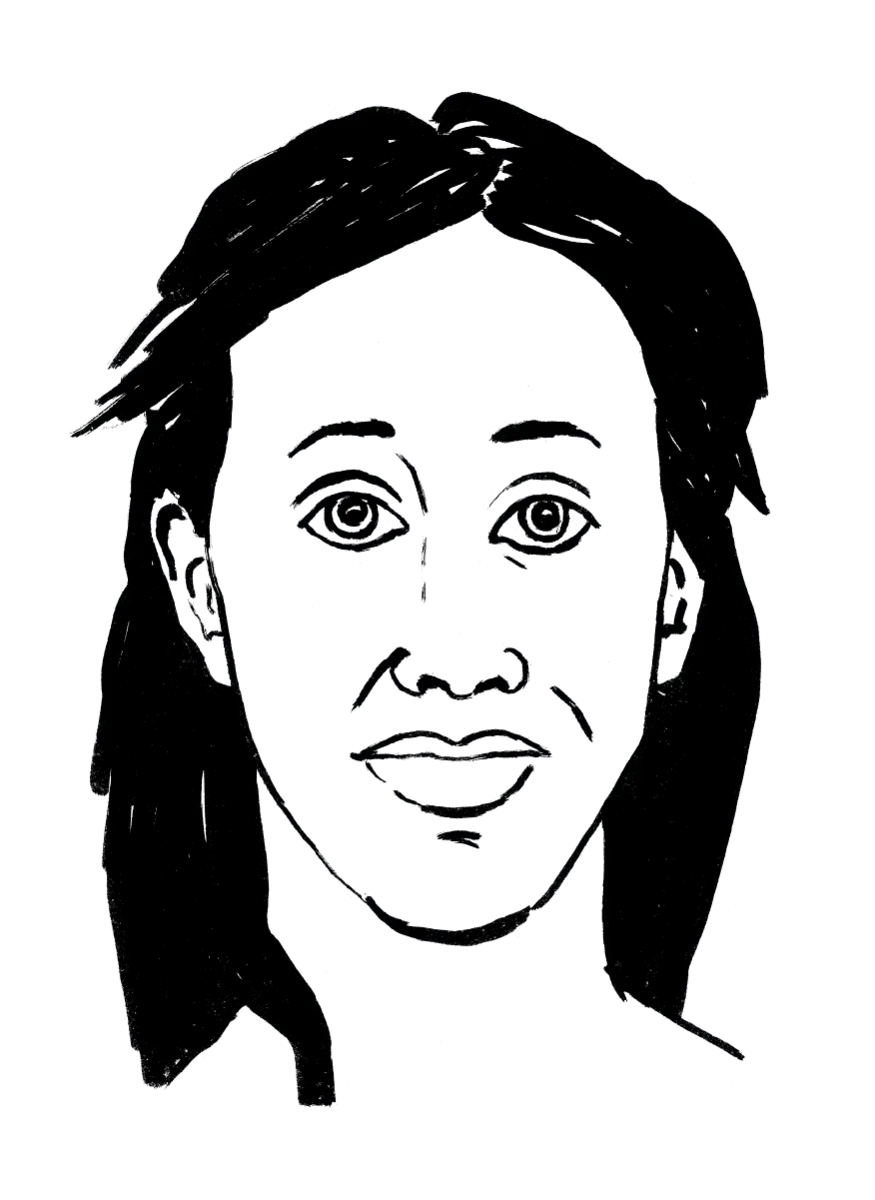 Drawing illustrating a woman.