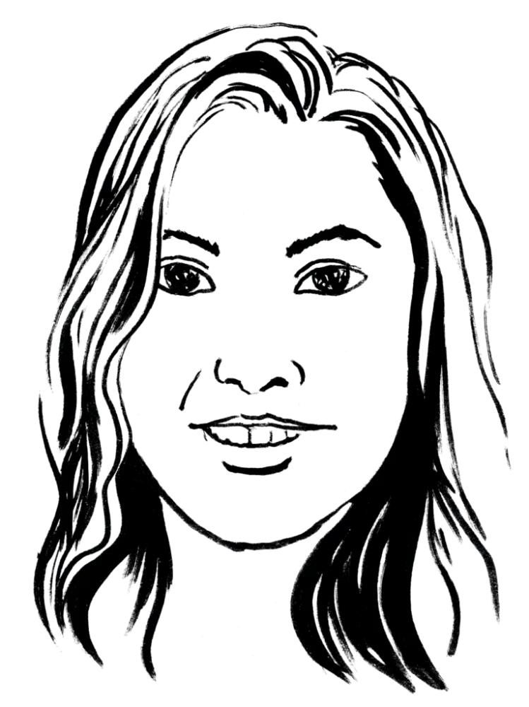 Drawing illustrating a woman.