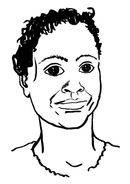 Drawing illustrating a woman.