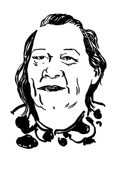 Drawing illustrating a woman.