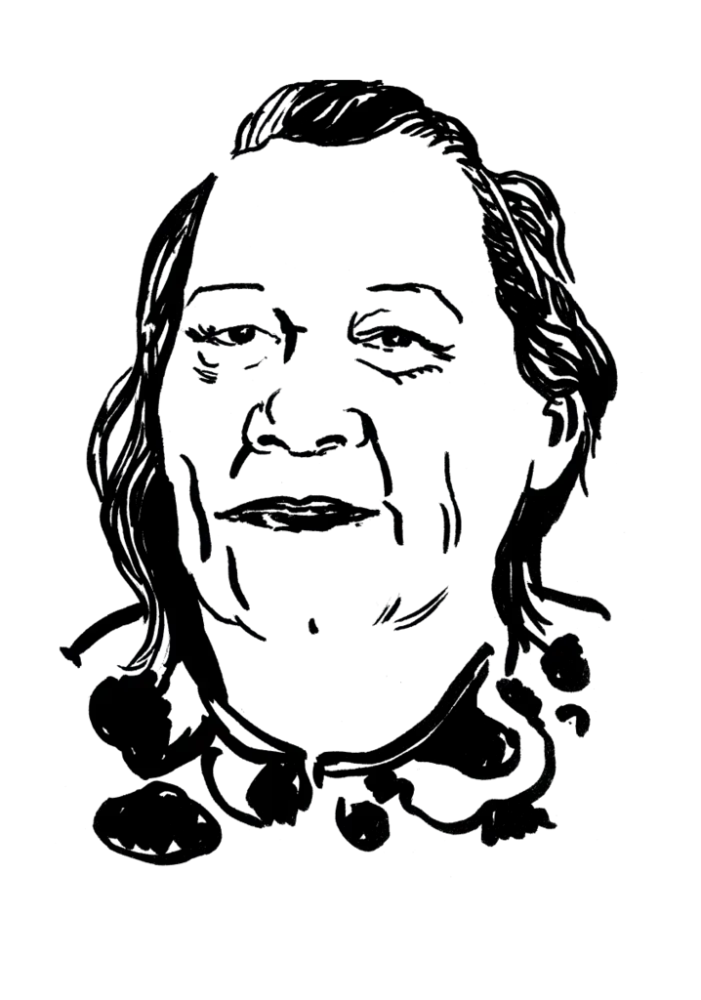 Drawing illustrating a woman.