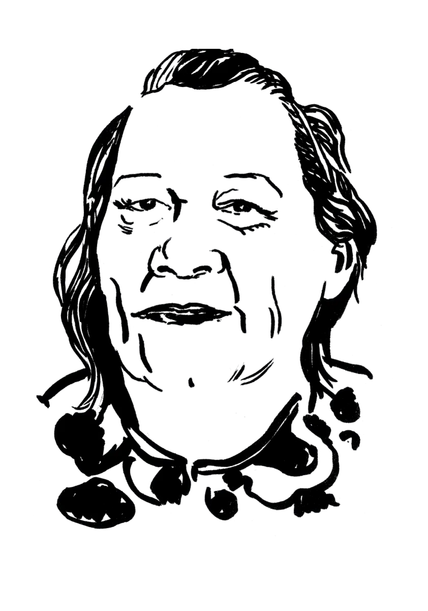 Drawing illustrating a woman.