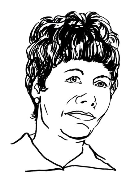 Drawing illustrating a woman.