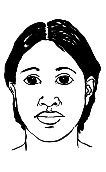 Drawing illustrating a woman.