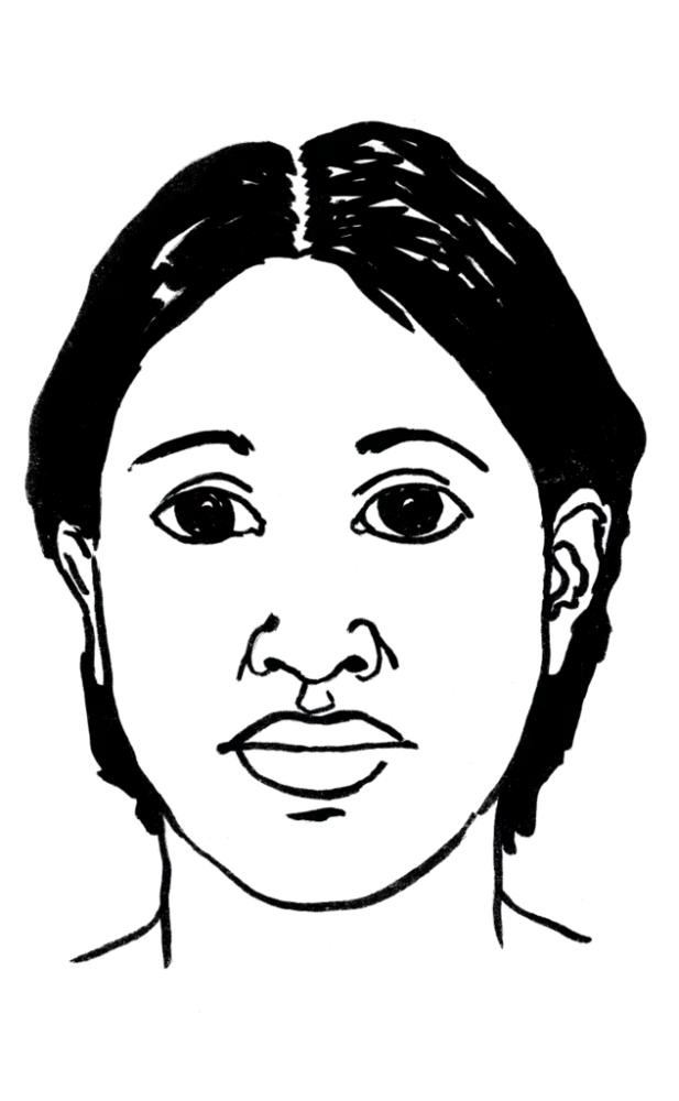 Drawing illustrating a woman.