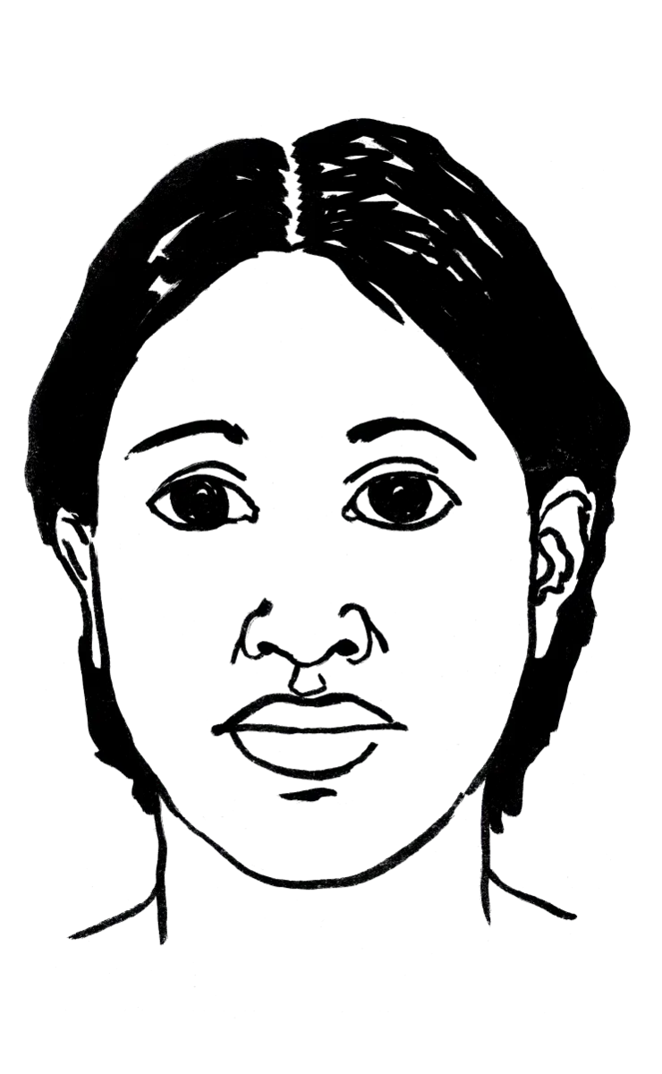 Drawing illustrating a woman.