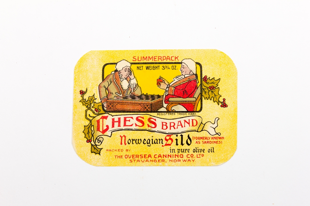 Hermetikketikett, åtte stykker etiketter eller iddiser tilknyttet hermetikkindustrien og produkter som sild, brisling og sardiner. Fire av etikettene er produsert for Eire - med merkenavn Tastea og  Lustre. Ett er laget for det amerikanske markedet - Blue Peter. Embalasjeetikettene ble brukt på ulike hermetikkproduketer og hadde et stort mangfold. Iddiser er i dag samle/bytteobjekter.