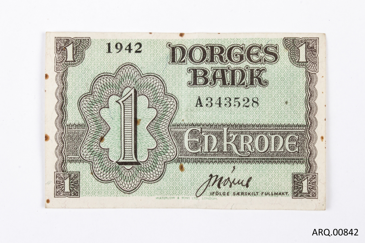 Norsk pengeseddel fra 1942