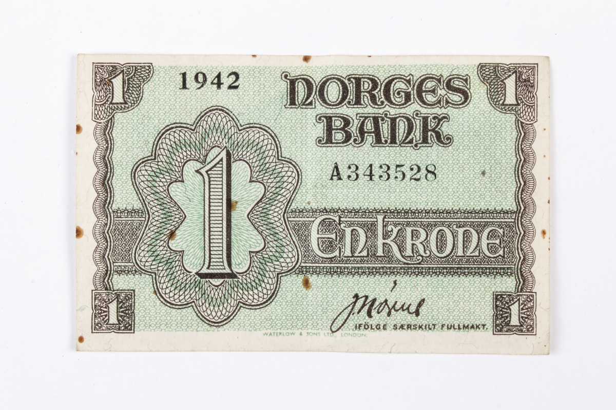 Norsk pengeseddel fra 1942