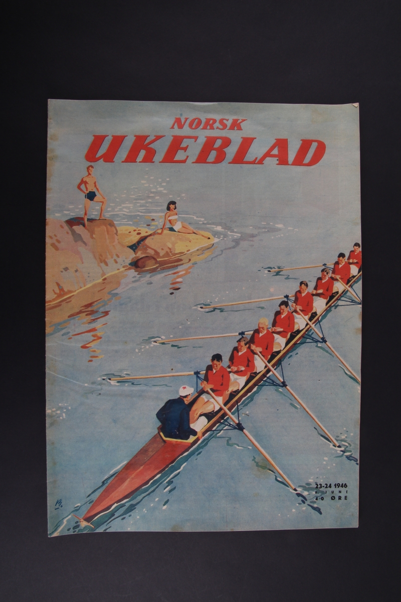 Magasin med rektangulær form som inneholder diverse artikler, tegneserie og reklame.
