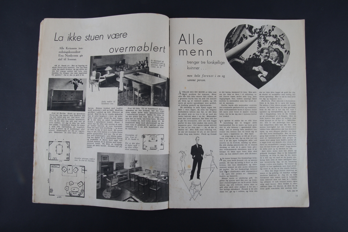 Magasin med rektangulær form som inneholder diverse artikler, tegneserier og reklame.